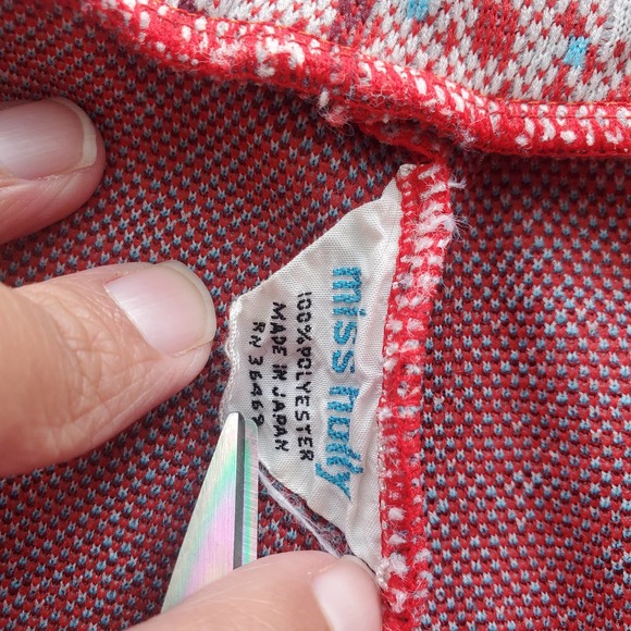 VTG 60s Poly Blend Ladies Slacks Red Speckled Pattern By Miss Holly Sz Medium - Picture 4 of 8